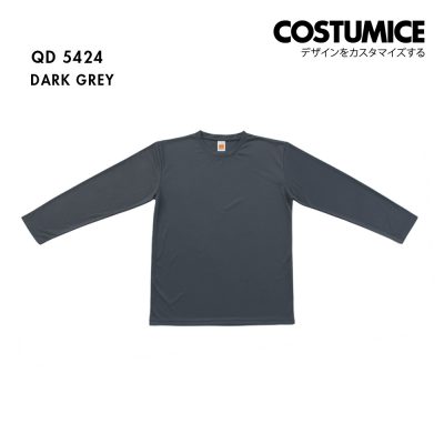 Qd54 Long Sleeve Dry Fit Round Neck T Shirt Costumice Design Dark Grey