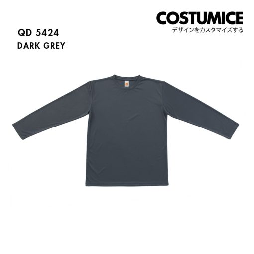 Qd54 Long Sleeve Dry Fit Round Neck T Shirt Costumice Design Dark Grey