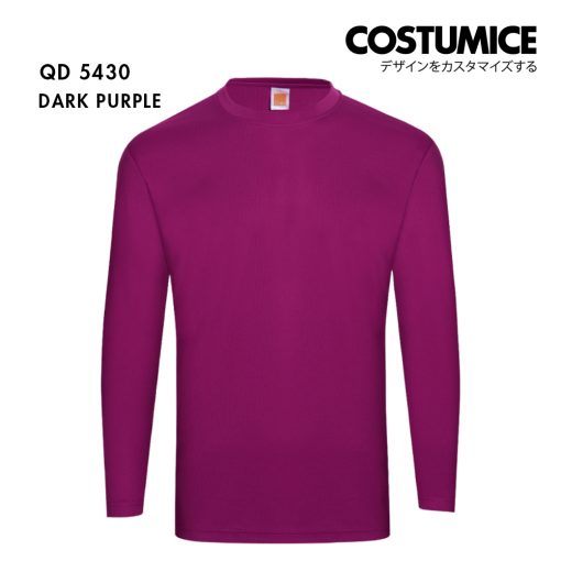 Qd54 Long Sleeve Dry Fit Round Neck T Shirt Costumice Design Dark Purple