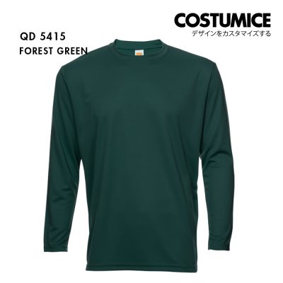 Qd54 Long Sleeve Dry Fit Round Neck T Shirt Costumice Design Forest Green