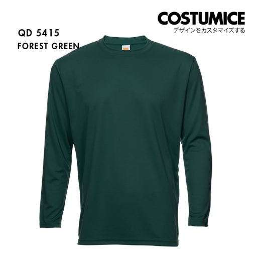 Qd54 Long Sleeve Dry Fit Round Neck T Shirt Costumice Design Forest Green