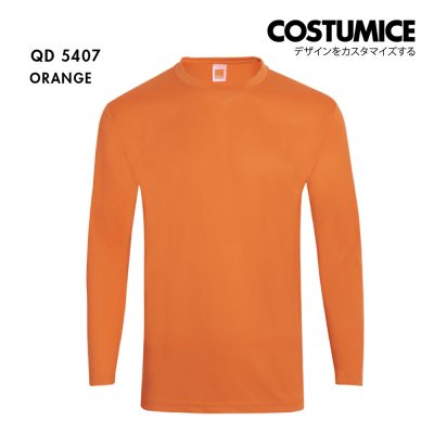 Qd54 Long Sleeve Dry Fit Round Neck T Shirt Costumice Design Orange