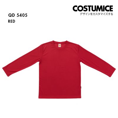 Qd54 Long Sleeve Dry Fit Round Neck T Shirt Costumice Design Red