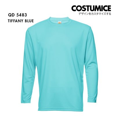 Qd54 Long Sleeve Dry Fit Round Neck T Shirt Costumice Design Tiffany Blue