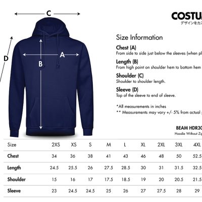 Beam-Hdr30-Hoodie-Without-Zip-2025-Size-Information-X-Costumice-Design