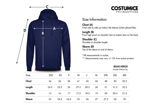 Beam-Hdr30-Hoodie-Without-Zip-2025-Size-Information-X-Costumice-Design