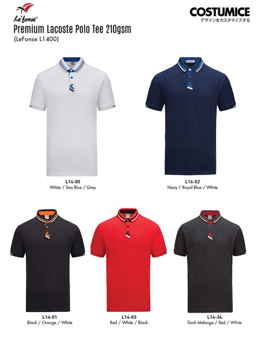 Lefonse L1400 Premium Lacoste Polo Tee 210Gsm 2025 Color Options X Costumice Design