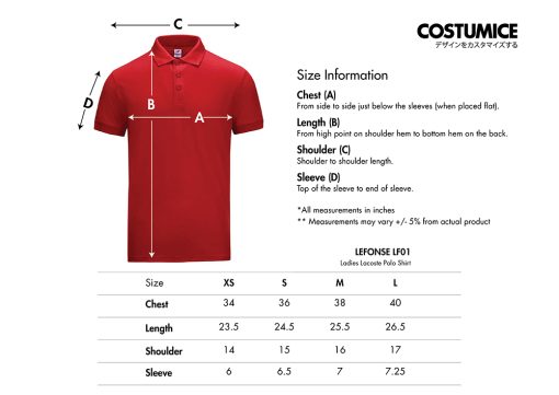 Lefonse Lf01 Ladies Lacoste Polo Shirt 210Gsm 2024 Size Info X Costumice Design