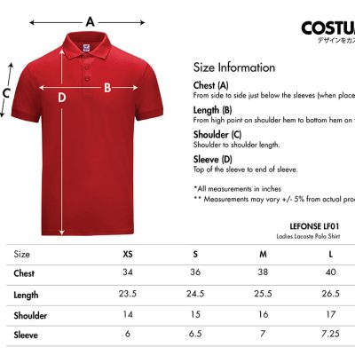Lefonse-Lf01-Ladies-Lacoste-Polo-Shirt-210Gsm-2024-Size-Info-X-Costumice-Design