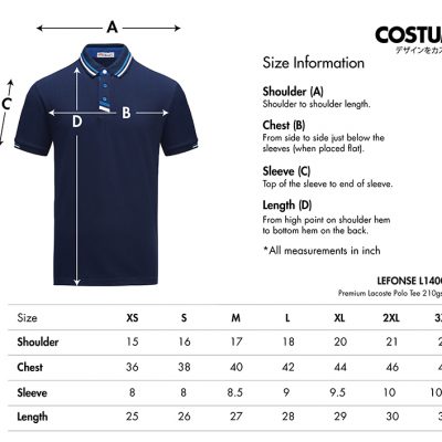 Premium Lacoste Polo Tee 210Gsm L1400 Size Information Costumice Design X Lefonse 01