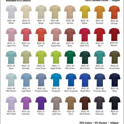 Tubular Round Neck T Shirt Classic Cotton 160Gsm Lefonse Rc01 Color Option Lr