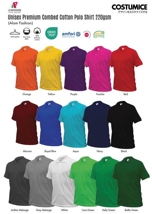 Alam-Fashion-Unisex-Premium-Combed-Cotton-Polo-Shirt-220Gsm-2024-Color-Options-X-Costumice-Design