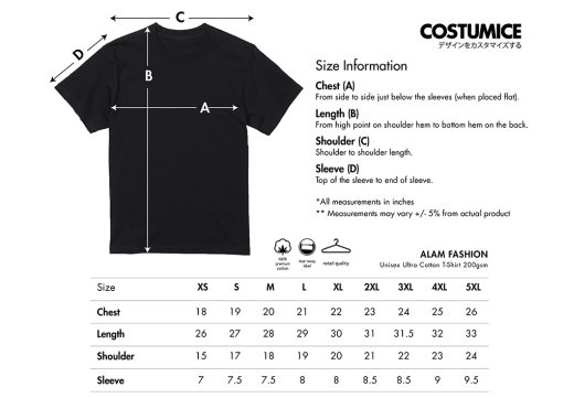 Alam-Fashion-Unisex-Ultra-Cotton-T-Shirt-200Gsm-2025-Size-Information-X-Costumice-Design