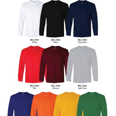 Beam Bcl01 Basic Cotton Long Sleeve T Shirt 160Gsm 2024 Color Options X Costumice Design Lr