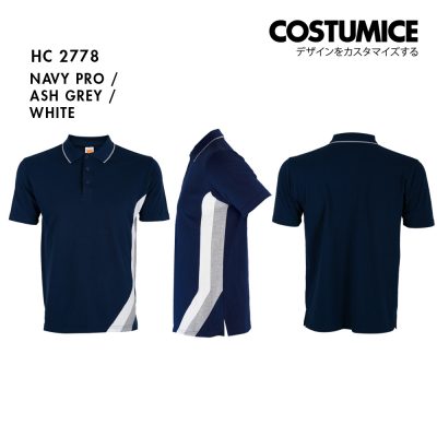 Unisex Cvc Cotton Cut And Sew Color Block Short Sleeve Polo Costumice Design X Oren Sport Hc27 Navy Pro