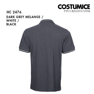 Unisex Cvc Cotton Tipped Collar Cuff Short Sleeve Polo Shirt Costumice Design X Oren Hc24 Dark Grey Melange B