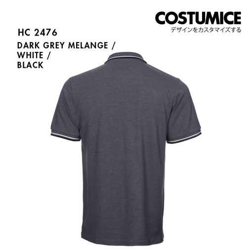 Unisex Cvc Cotton Tipped Collar Cuff Short Sleeve Polo Shirt Costumice Design X Oren Hc24 Dark Grey Melange B