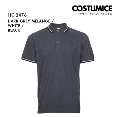 Unisex Cvc Cotton Tipped Collar Cuff Short Sleeve Polo Shirt Costumice Design X Oren Hc24 Dark Grey Melange F