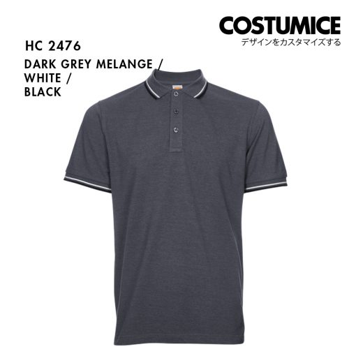 Unisex Cvc Cotton Tipped Collar Cuff Short Sleeve Polo Shirt Costumice Design X Oren Hc24 Dark Grey Melange F