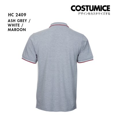 Unisex Cvc Cotton Tipped Collar Cuff Short Sleeve Polo Shirt Costumice Design X Oren Hc24 Ash Grey B