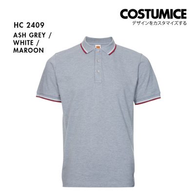 Unisex Cvc Cotton Tipped Collar Cuff Short Sleeve Polo Shirt Costumice Design X Oren Hc24 Ash Grey F