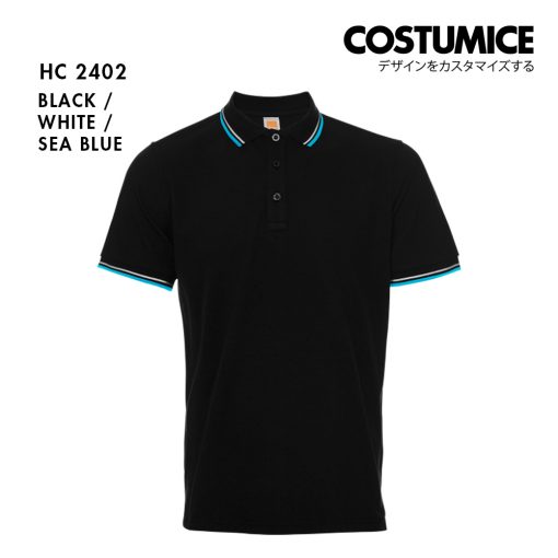 Unisex Cvc Cotton Tipped Collar Cuff Short Sleeve Polo Shirt Costumice Design X Oren Hc24 Black F