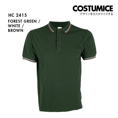 Unisex Cvc Cotton Tipped Collar Cuff Short Sleeve Polo Shirt Costumice Design X Oren Hc24 Forest Green F