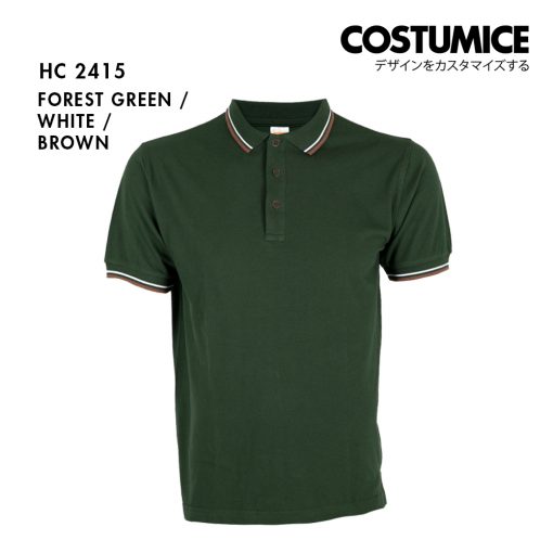 Unisex Cvc Cotton Tipped Collar Cuff Short Sleeve Polo Shirt Costumice Design X Oren Hc24 Forest Green F