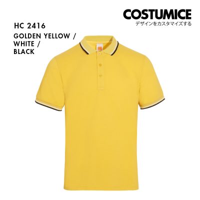 Unisex Cvc Cotton Tipped Collar Cuff Short Sleeve Polo Shirt Costumice Design X Oren Hc24 Golden Yellow F
