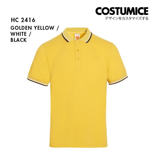 Unisex Cvc Cotton Tipped Collar Cuff Short Sleeve Polo Shirt Costumice Design X Oren Hc24 Golden Yellow F