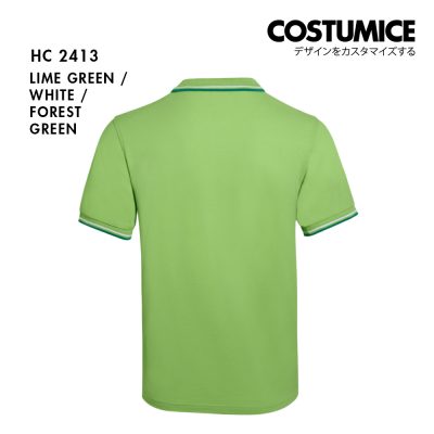 Unisex Cvc Cotton Tipped Collar Cuff Short Sleeve Polo Shirt Costumice Design X Oren Hc24 Lime Green B