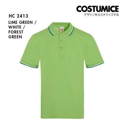 Unisex Cvc Cotton Tipped Collar Cuff Short Sleeve Polo Shirt Costumice Design X Oren Hc24 Lime Green F