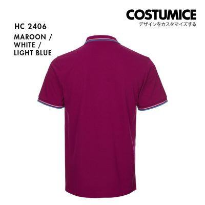 Unisex Cvc Cotton Tipped Collar Cuff Short Sleeve Polo Shirt Costumice Design X Oren Hc24 Maroon B