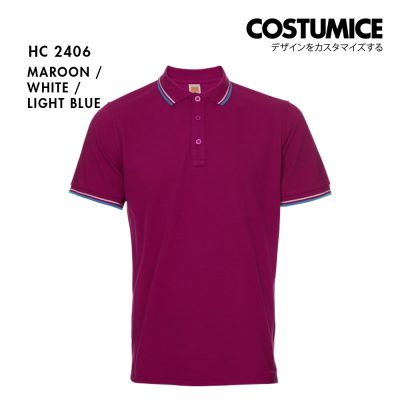 Unisex Cvc Cotton Tipped Collar Cuff Short Sleeve Polo Shirt Costumice Design X Oren Hc24 Maroon F