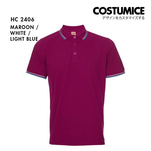 Unisex Cvc Cotton Tipped Collar Cuff Short Sleeve Polo Shirt Costumice Design X Oren Hc24 Maroon F