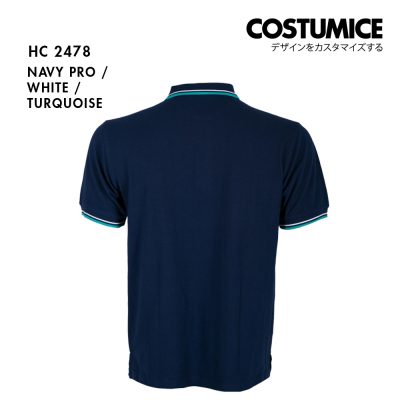 Unisex Cvc Cotton Tipped Collar Cuff Short Sleeve Polo Shirt Costumice Design X Oren Hc24 Navy Pro B