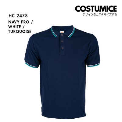 Unisex Cvc Cotton Tipped Collar Cuff Short Sleeve Polo Shirt Costumice Design X Oren Hc24 Navy Pro F