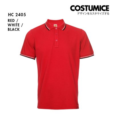 Unisex Cvc Cotton Tipped Collar Cuff Short Sleeve Polo Shirt Costumice Design X Oren Hc24 Red F