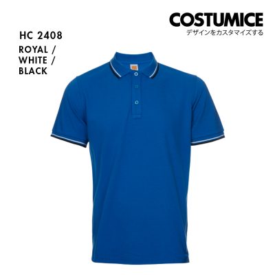 Unisex Cvc Cotton Tipped Collar Cuff Short Sleeve Polo Shirt Costumice Design X Oren Hc24 Royal F