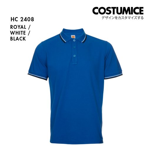 Unisex Cvc Cotton Tipped Collar Cuff Short Sleeve Polo Shirt Costumice Design X Oren Hc24 Royal F