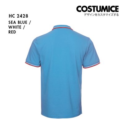 Unisex Cvc Cotton Tipped Collar Cuff Short Sleeve Polo Shirt Costumice Design X Oren Hc24 Sea Blue B
