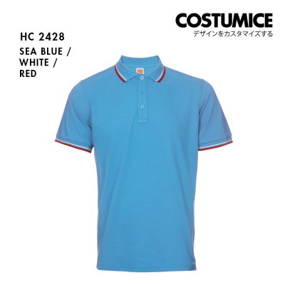 Unisex Cvc Cotton Tipped Collar Cuff Short Sleeve Polo Shirt Costumice Design X Oren Hc24 Sea Blue F