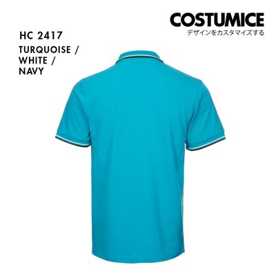 Unisex Cvc Cotton Tipped Collar Cuff Short Sleeve Polo Shirt Costumice Design X Oren Hc24 Turquoise B