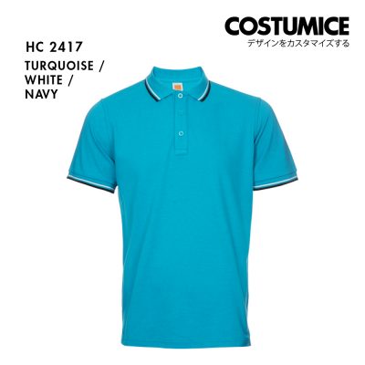 Unisex Cvc Cotton Tipped Collar Cuff Short Sleeve Polo Shirt Costumice Design X Oren Hc24 Turquoise F