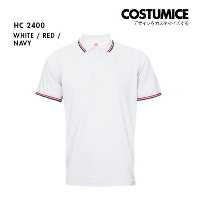 Unisex Cvc Cotton Tipped Collar Cuff Short Sleeve Polo Shirt Costumice Design X Oren Hc24 White F