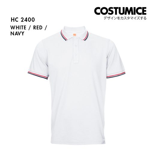 Unisex Cvc Cotton Tipped Collar Cuff Short Sleeve Polo Shirt Costumice Design X Oren Hc24 White F