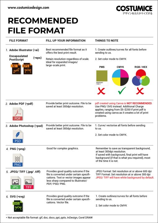 Recommended File Format X Costumice Design