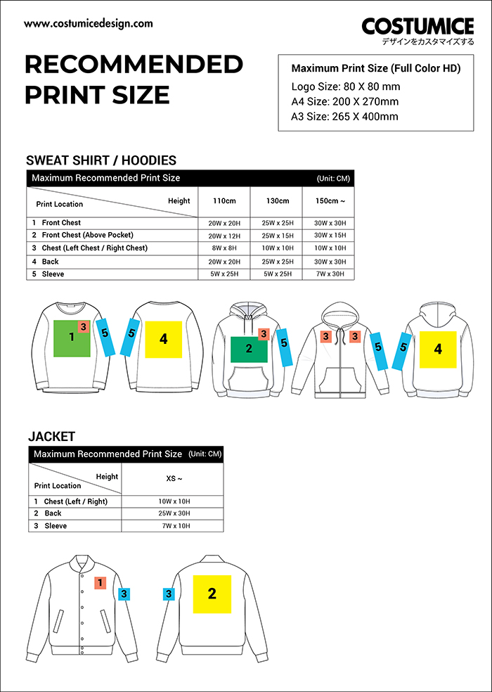 Full Color Hd Print 7 Recommended Print Size (Sweat Shirt Hoodies Jacket)