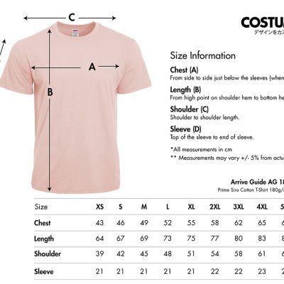 Arrive-Guide-Ag180-Prime-Siro-Cotton-T-Shirt-180Gsm-2024-Size-Information-X-Costumice-Design