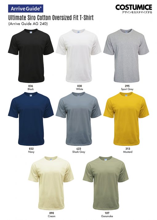 Ultimate Siro Cotton Oversized Fit T Shirt 240G Ag 240 Arrive Guide X Costumice Design 2024 2025 Color Options Lr